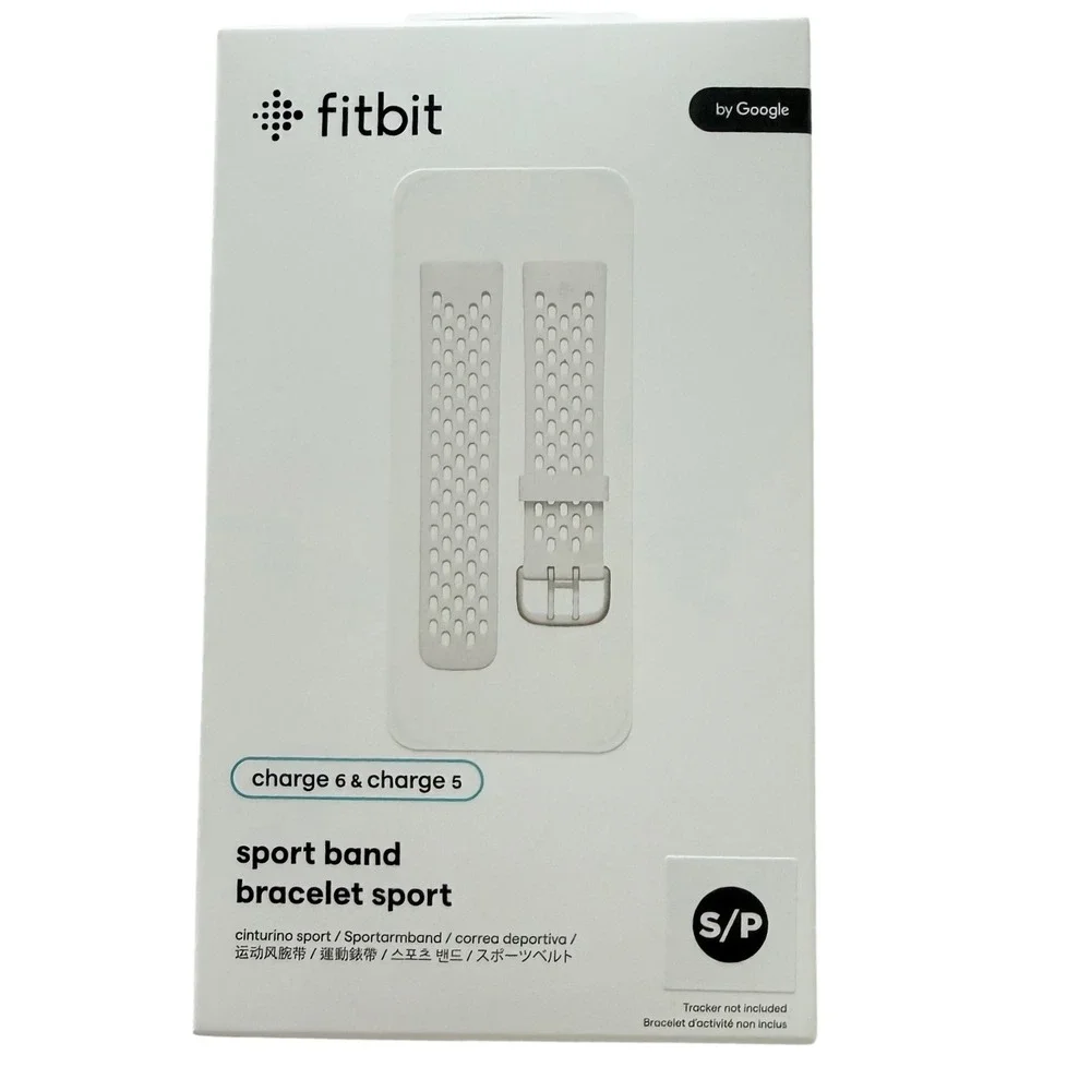 Fitbit Sport Band Charge 6 & Charge 5 Small White Perforated Silicone Strap